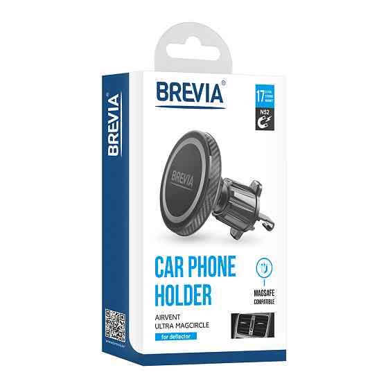 Тримач телефону автомобільний Brevia AirVent Ultra MagCircle на дефлектор, магнітний Magsafe Львів