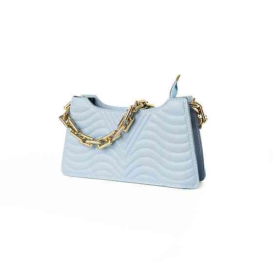 Сумка жіноча з ручкою ланцюжком золотого кольору, жіночий клатч, літня модна сумочка, Блакитна Кам'янець-Подільський