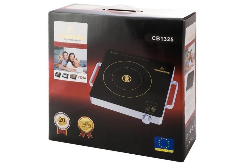 Інфрачервона плита Crownberg CB-1325, 1 конфорка, сенсорне керування, таймер, склокераміка Одеса - фото 1