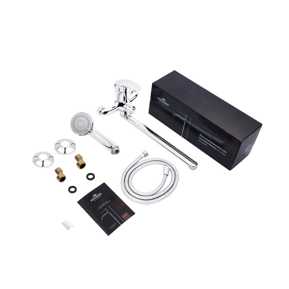 Змішувач для ванни Kroner KRP Konstante - C072 з душовим гарнітуром, хром Київ - фото 8