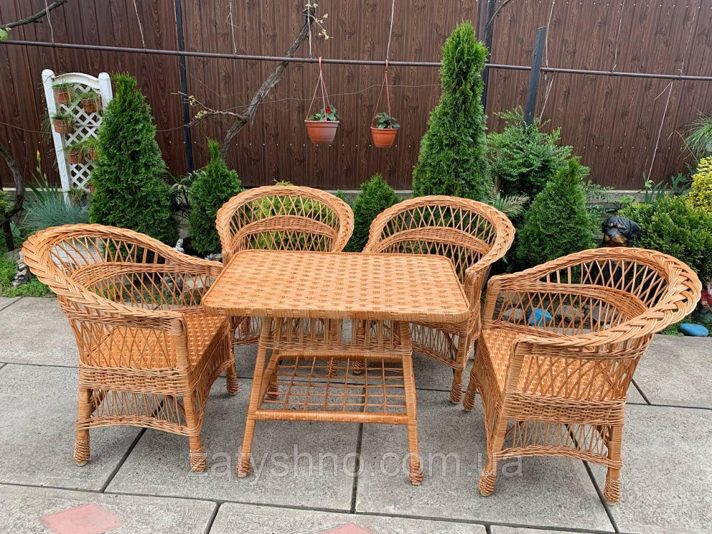 Набір меблів з лози | комплект меблів із низькою спинкою | 4 крісла та стіл плетений з лози Київ - фото 9