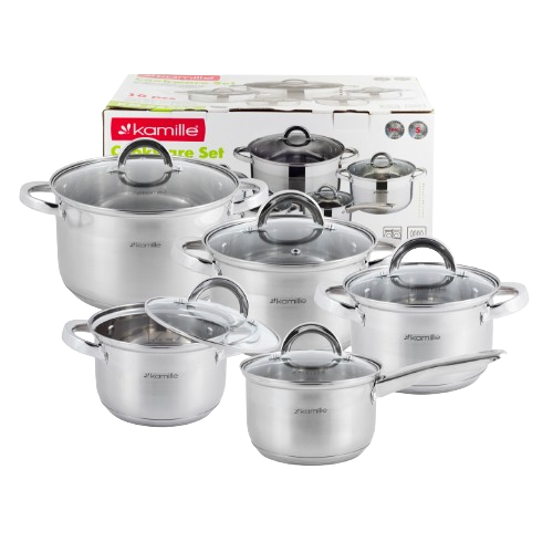 Набір каструль 10 предметів (ківш 2,1л/каструлі 2,1/2,9/3,9/6,5л) нержавіюча сталь 5633S KAMILLE Житомир - фото 5