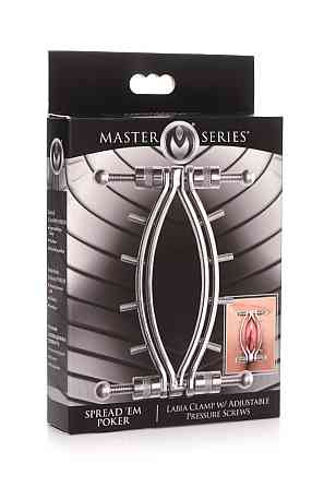 Затискач для вагіни Master Series: Spread 'Em Poker Vagina Clamp with Adjustable Pressure Screws, ши Sex Aura Київ
