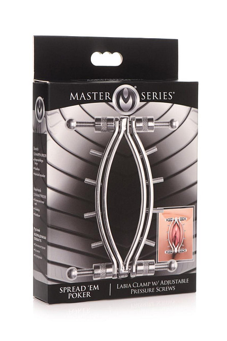 Затискач для вагіни Master Series: Spread 'Em Poker Vagina Clamp with Adjustable Pressure Screws, ши Sex Aura Київ - фото 6