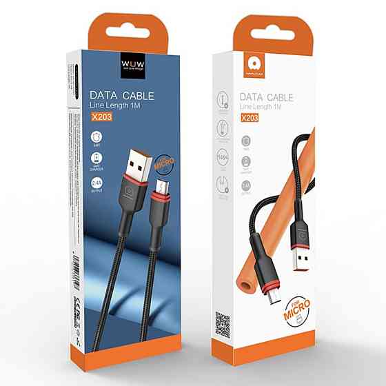 Кабель WUW-X203 USB Micro 2,4A 1m black (6972573336197) Київ