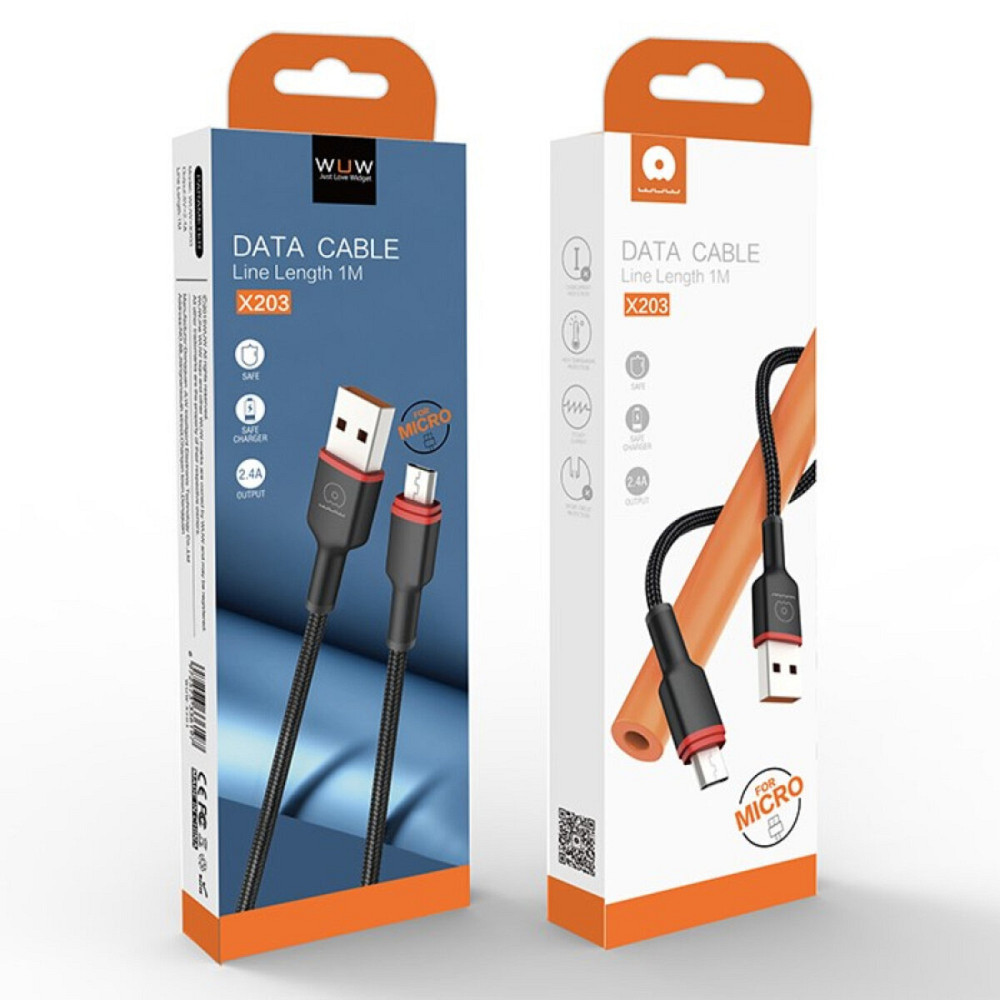 Кабель WUW-X203 USB Micro 2,4A 1m black (6972573336197) Київ - фото 5