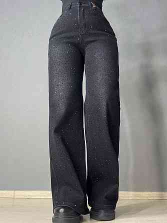 Джинсы женские Allure 1136-26 палаццо ровные со стразами черные, черный, 26, 26, 66 см, 95 см Киев