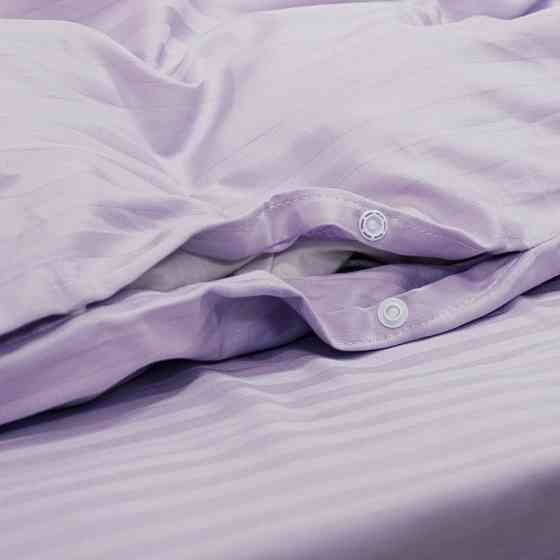 Постельное белье Страйп Сатин Полуторное 125 г/м2 YouStar (Лиловый) 2 х 50х70 Сумы