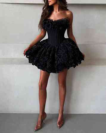 Женское стильное элегантное романтическое корсетное платье костюмное+фатин розы Черный, 44/46 Одесса