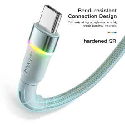 Дата кабель USB 2.0 AM to USB-C 1.0m 3A LED blue Essager (EXCT-XCD03) Винница