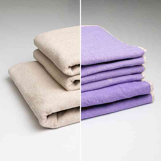 Набір махрових рушників двосторонніх Лаванда 3шт GM Textile 50х90см, 50х90см, 70х140см 400г / м2 (Лавандовий Бежевий) Суми