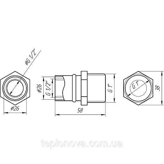Муфта с наружной резьбой пресс APE AP 101 1″х26 ITALY Черновцы