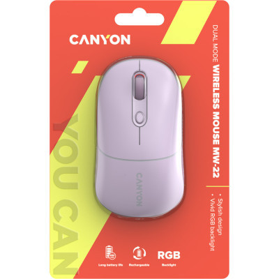 Мышка Canyon MW-22 Dual Band RGB Wireless Pearl Rose (CNS-CMSW22PR) Винница - изображение 6