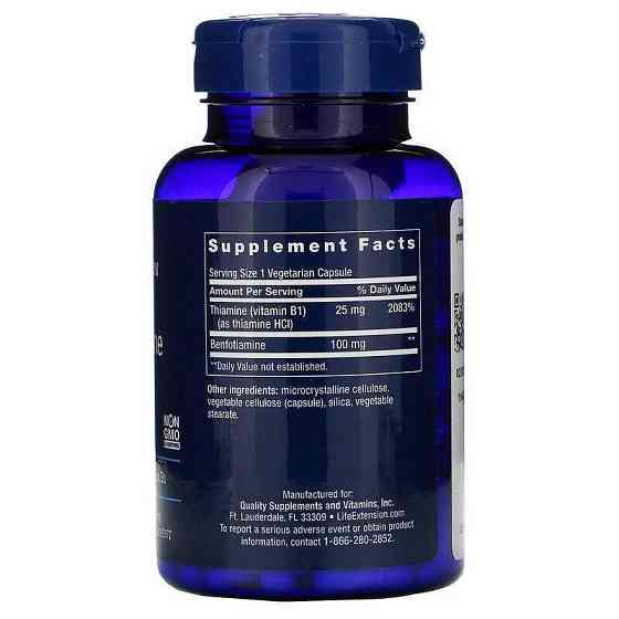Бенфотиамин Life Extension Benfotiamine 100 мг 120 капсул Киев