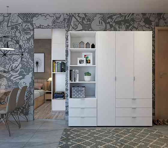 Шкаф для одежды Doros Гелар Белый 3+3ДСП с пеналом 292.4х49.5х203.4 (DRS-011923) Днепр