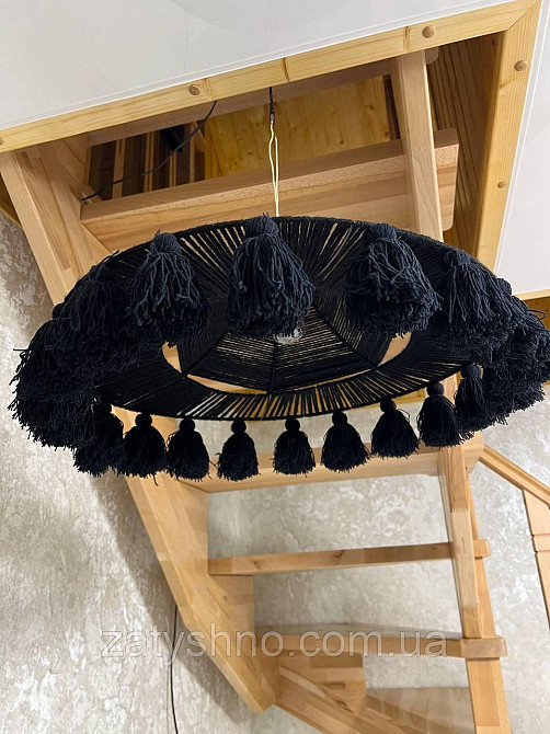 Люстра плетеная черная  круглая Киев - изображение 4