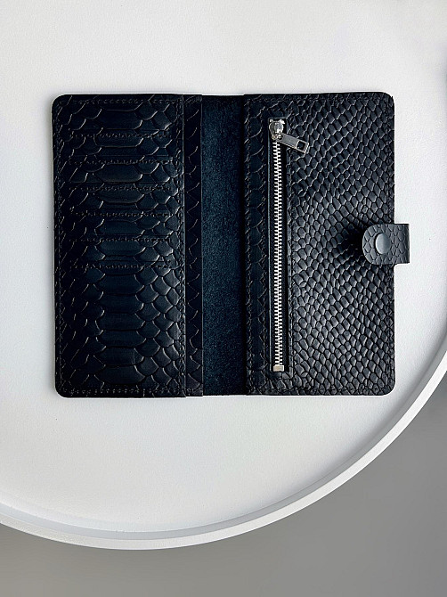 Портмоне чоловіче із натуральної шкіри тиснення пітон SR016 (Чорний) Суми - фото 4