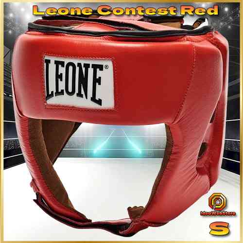 Боксерский шлем турнирный для соревнований красный натуральная кожа Leone Contest Red размер S Киев