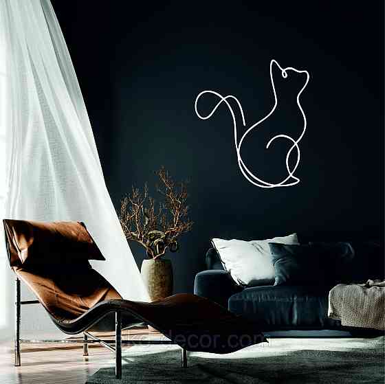 Декоративное настенное 3D Панно «Кот» Декор на стену с объемом 70*51 см, Белый Киев