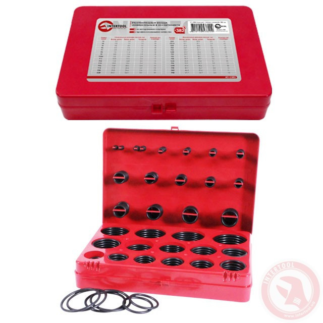 Комплект резиновых сальников 382 ед. INTERTOOL AT-5382 Полтава - изображение 1