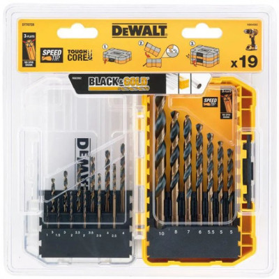 Набір свердл DeWALT по металу Black&amp;Gold HSS-G, 19 шт, кейс Tough Case (DT70728) Вінниця - фото 2