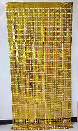 Дождик для фотозоны кубиками с голограммой 2 м на 1 м золотистый Киев