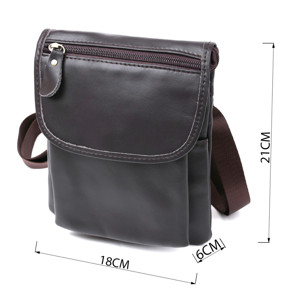 Кожаная компактная мужская сумка через плечо Vintage 20468 Коричневый Киев - изображение 6