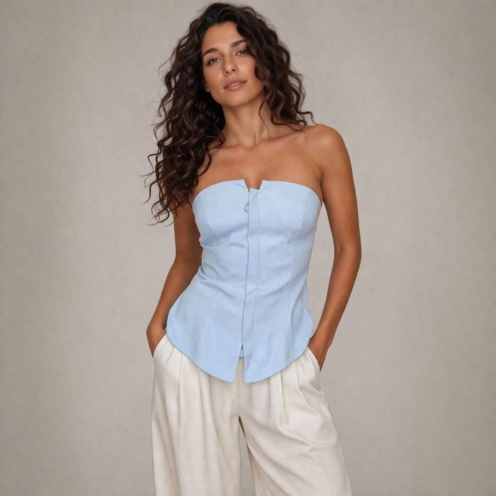 Жіночий базовий корсет турецька костюмка Блакитний, 46 Одеса - фото 1