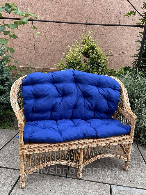 Диван плетеный из лозы с синей накидкой Киев - изображение 5