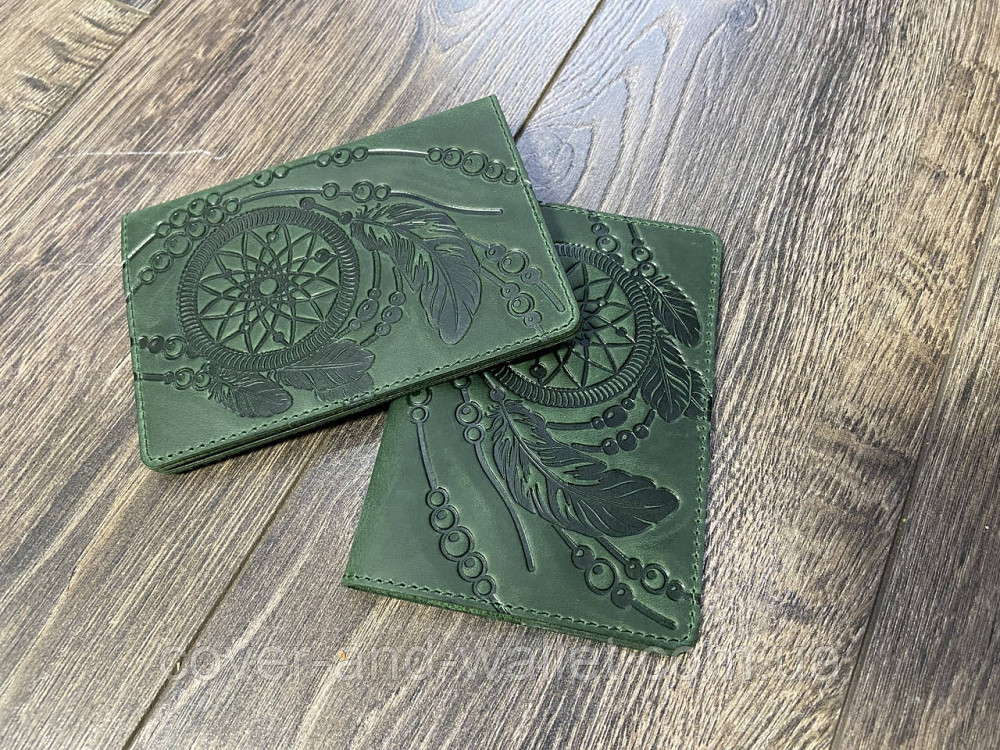 Вінтажна шкіряна обкладинка на паспорт з тисненням Ловця Снов (dreamcatcher) SHVIGEL Київ - фото 3