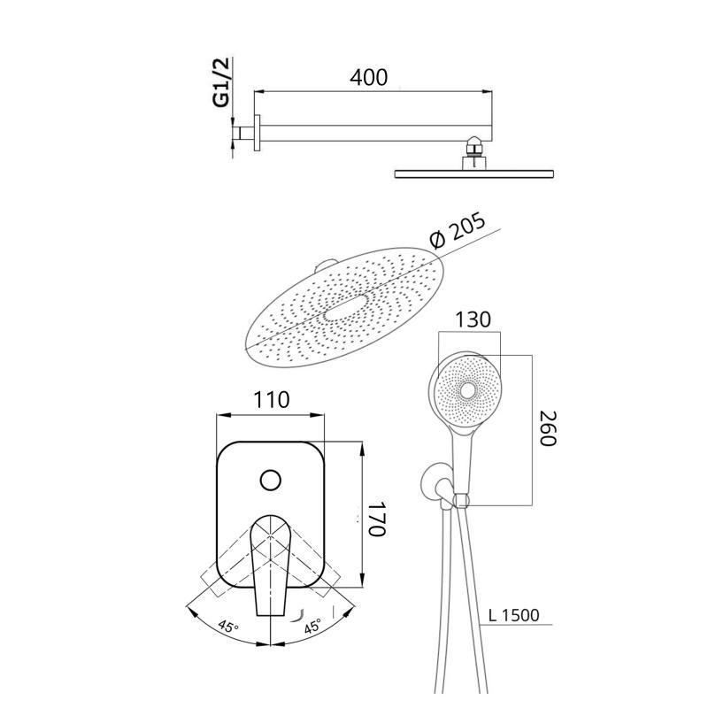 Душевая система из латуни Qtap Slavonice скрытого монтажа на два потребителя QTSLA113CRM45898 Chrome Харьков - изображение 2