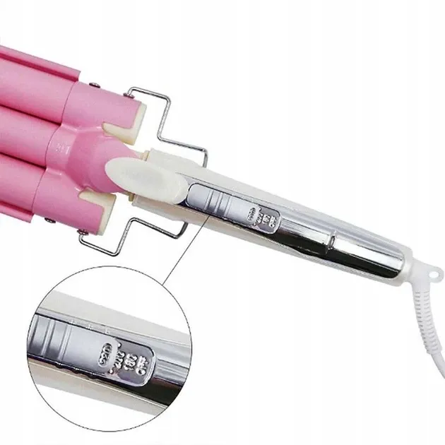 Плойка хвиля потрійна Sonar F-13, 3 температурні режими, керамічне покриття, 180-220°C, 30 Вт, білий колір Одеса - фото 7