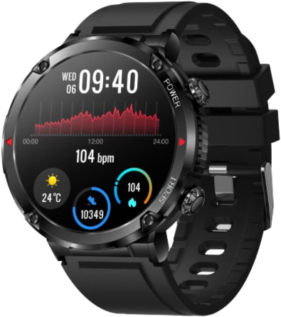 Смарт-часы Fitwell T30 Black водонепроницаемые спортивные с Bluetooth звонками AMOLED 1.6'' и мощным аккумулятором 600 мАч Киев