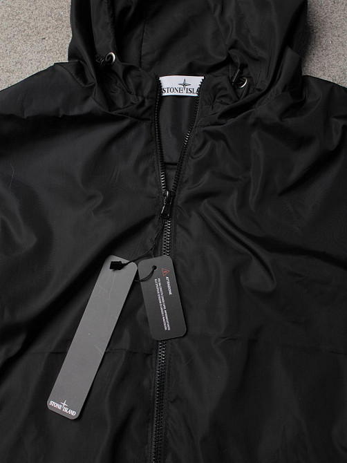 Чоловіча чорна літня куртка STONE ISLAND, легка вітровка корного кольору з капюшоном Львів - фото 4