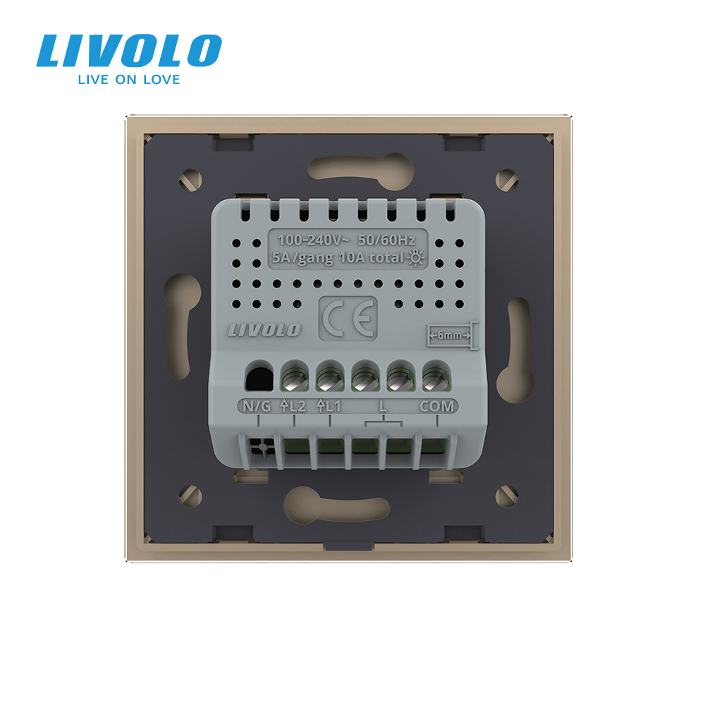 Сенсорний прохідний/перехресний вимикач Sense 2 сенсора Livolo золото (722000413) Коломыя - изображение 6