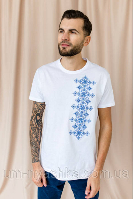 Чоловіча вишиванка з коротким рукавом футболка з вишивкою Свобода Кривий Ріг - фото 2