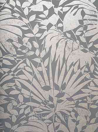 Шпалери вінілові на флізеліні AS creation The Bos 0.53х10 листя папороті монстери банана срібло на сірому Київ
