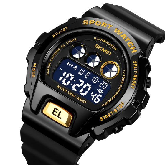 Чоловічий наручний годинник Skmei 1905 Чорний з золотистим Київ