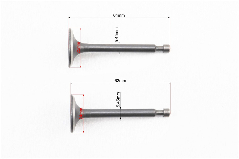 Клапан впускний (h-64; D-25; d-5,45), випускний (h-62; D-24; d-5,45) к-кт 2шт 168F Київ - фото 2