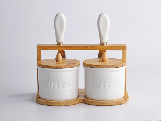 Набір масленок з ножами на бамбуковій підставці Київ