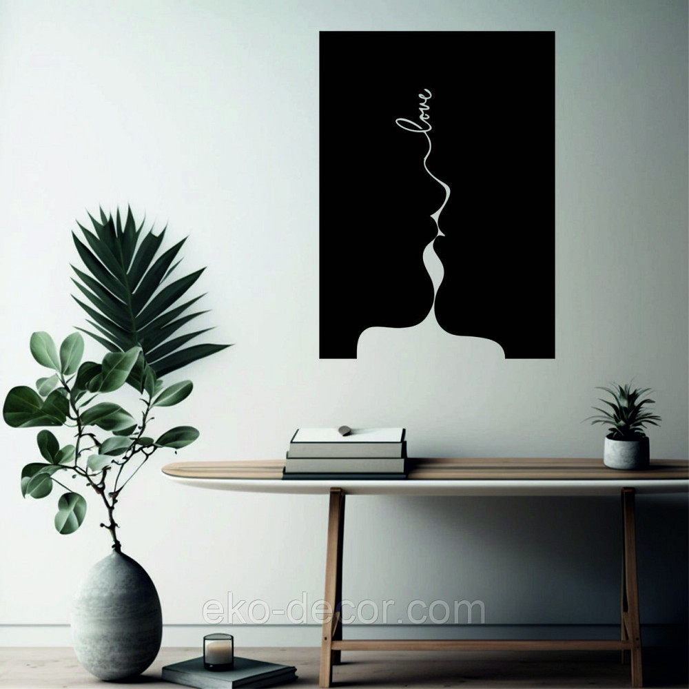 Декоративне настінне 3D Панно «Силует пари», Декор на стіну з об'ємом 110*79 см, Чорний Київ - фото 1