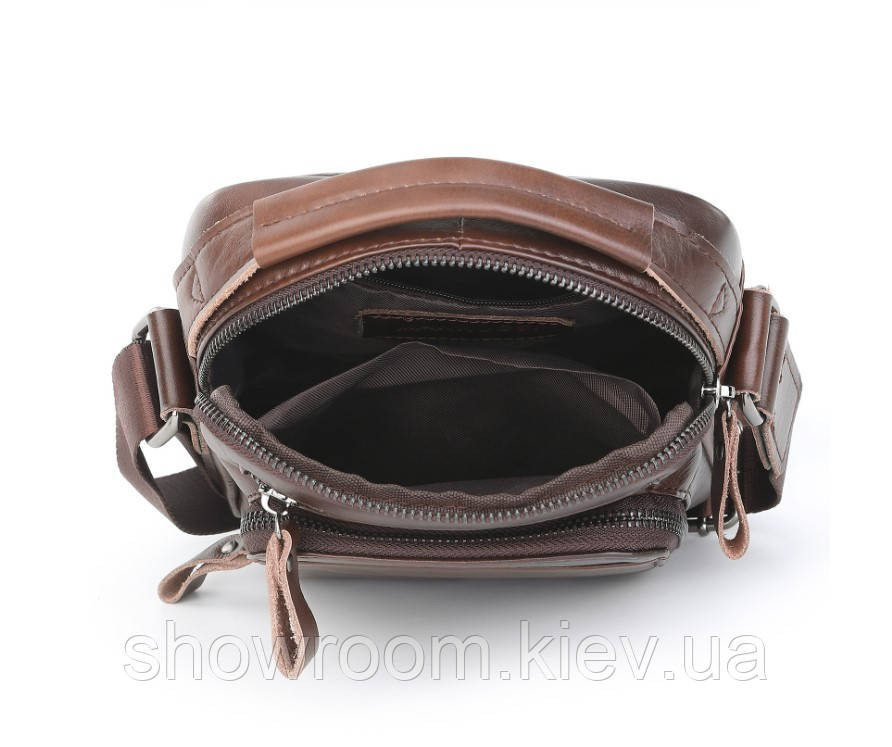 Небольшая мужская кожаная сумка Leather Collection (5057) черная Киев - изображение 3