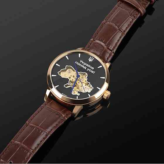 Часы мужские механические Besta Skeleton Gold Black Metal (2 ремешка) Киев