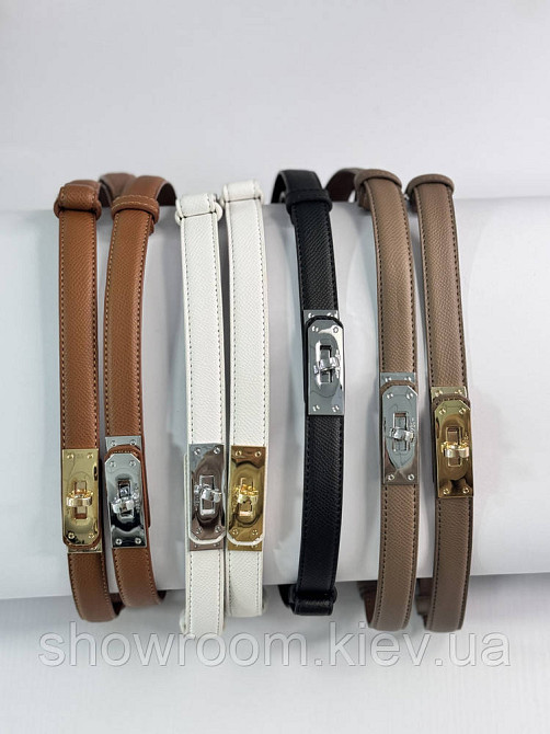 Женский кожаный ремень Hermes Гермес (280-1) белый Киев - изображение 3