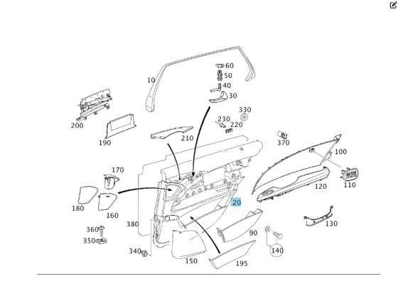 Mercedes-Benz  A2117302796 9F35 Карта задніх лівих дверей чорна Avangarde E-class W211 E-class S211 Одесса