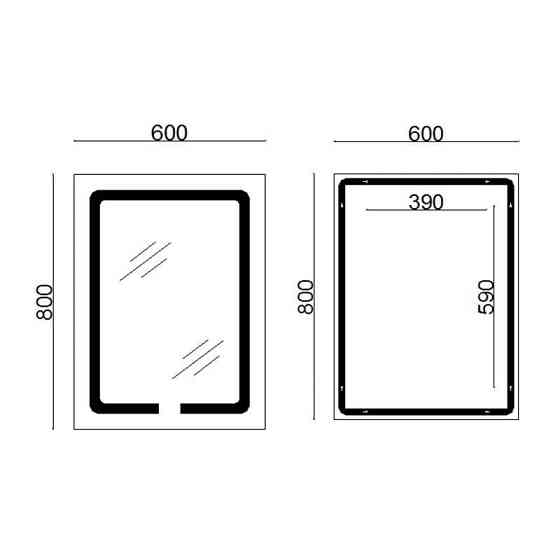 Дзеркало прямокутне для ванної Lidz Kubis 600х800 з LED-підсвіткою Touch, з антизапотіванням, LD78LF9376080 Харків