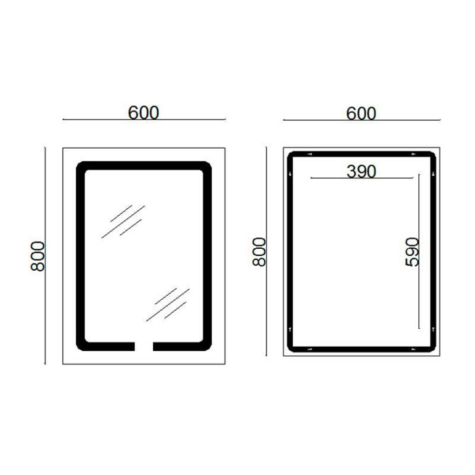 Дзеркало прямокутне для ванної Lidz Kubis 600х800 з LED-підсвіткою Touch, з антизапотіванням, LD78LF9376080 Харків - фото 2