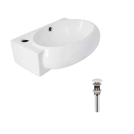 Комплект Qtap Leo: Раковина подвесная овальная левая 430x285x160 мм White + Донный клапан PU02O Киев