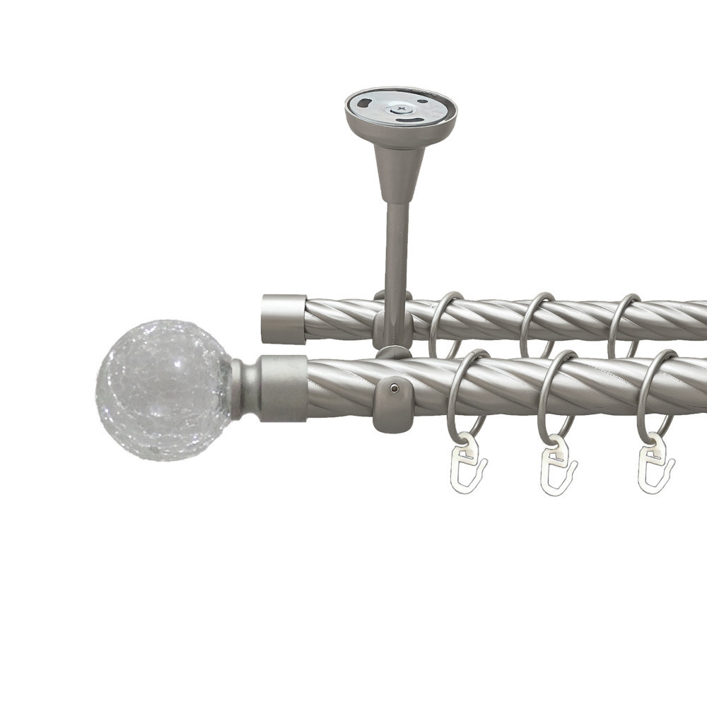 Карниз Orvit Сепія металевий дворядний відкритий до стелі скручена труба кільце металеве Сатин 25\19 мм 200 см (00-00024259) Львів - фото 1