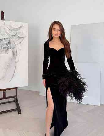 Жіноче привабливе елегантне довге плаття королівський щільний оксамит Чорний, 44/46 Одеса